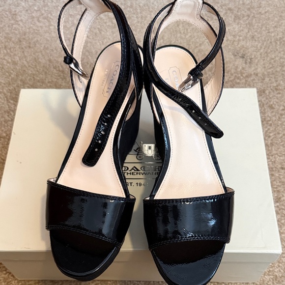 Coach Black Patent Leather Wedges - Picture 4 of 6